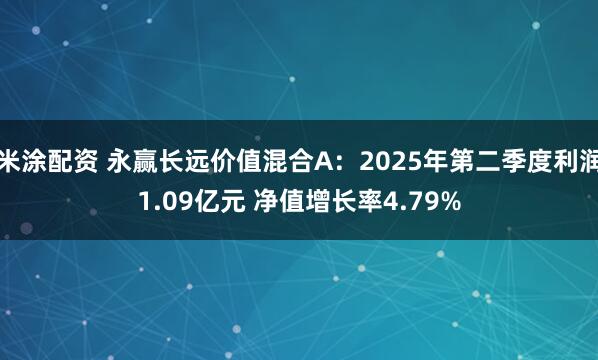 米涂配资 永赢长远价值混合A：2025年第二季度利润1.09亿元 净值增长率4.79%